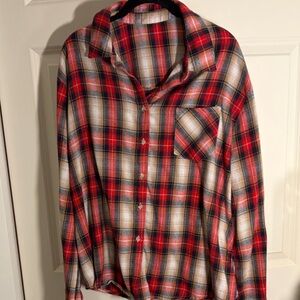 Men's Red Plaid Button-Up Shirt